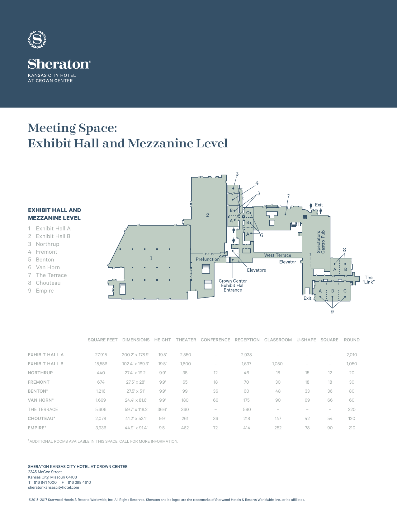 Sheraton exhibit hall and mezzanine level map